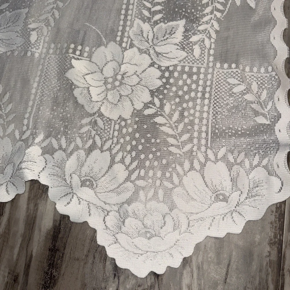 Comfort Bay Anna Lace Ivory Panel Curtain Attached Valance 54 In X 84 In Floral
